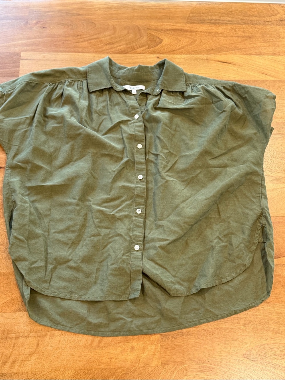 Madewell Olive Green Short Sleeve Button-Down Blouse Size XXS